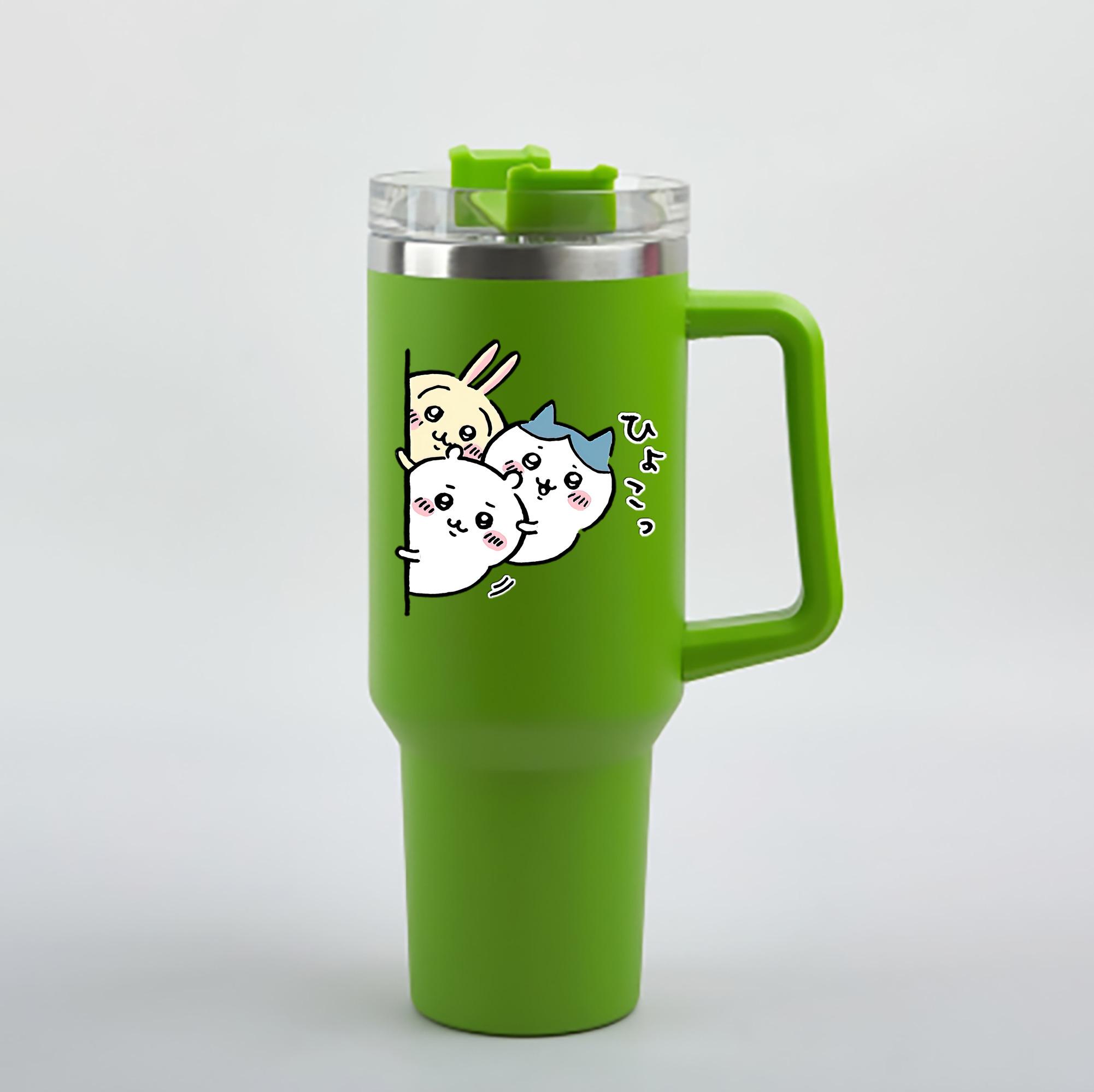 （画像用） ちいかわ うさぎ Chii-kawa usagi 1200mL車用タンブラー - クリスタルステッカー（プラスチックストロー付き）